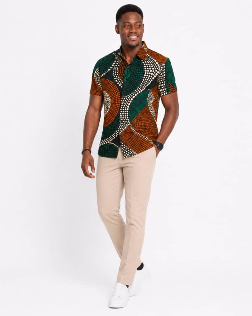 Green Rust Ankara Short Sleeve Shirt alternate view