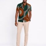 Green Rust Ankara Short Sleeve Shirt thumbnail 1