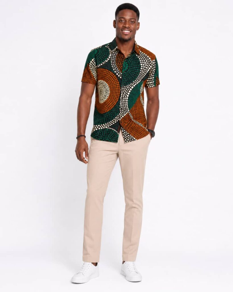 Green Rust Ankara Short Sleeve Shirt