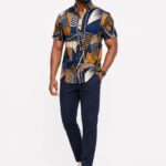 Navy Gold Geometric Short Sleeve Shirt thumbnail 2