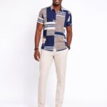 Navy Stone Patchwork Short Sleeve Shirt thumbnail 1