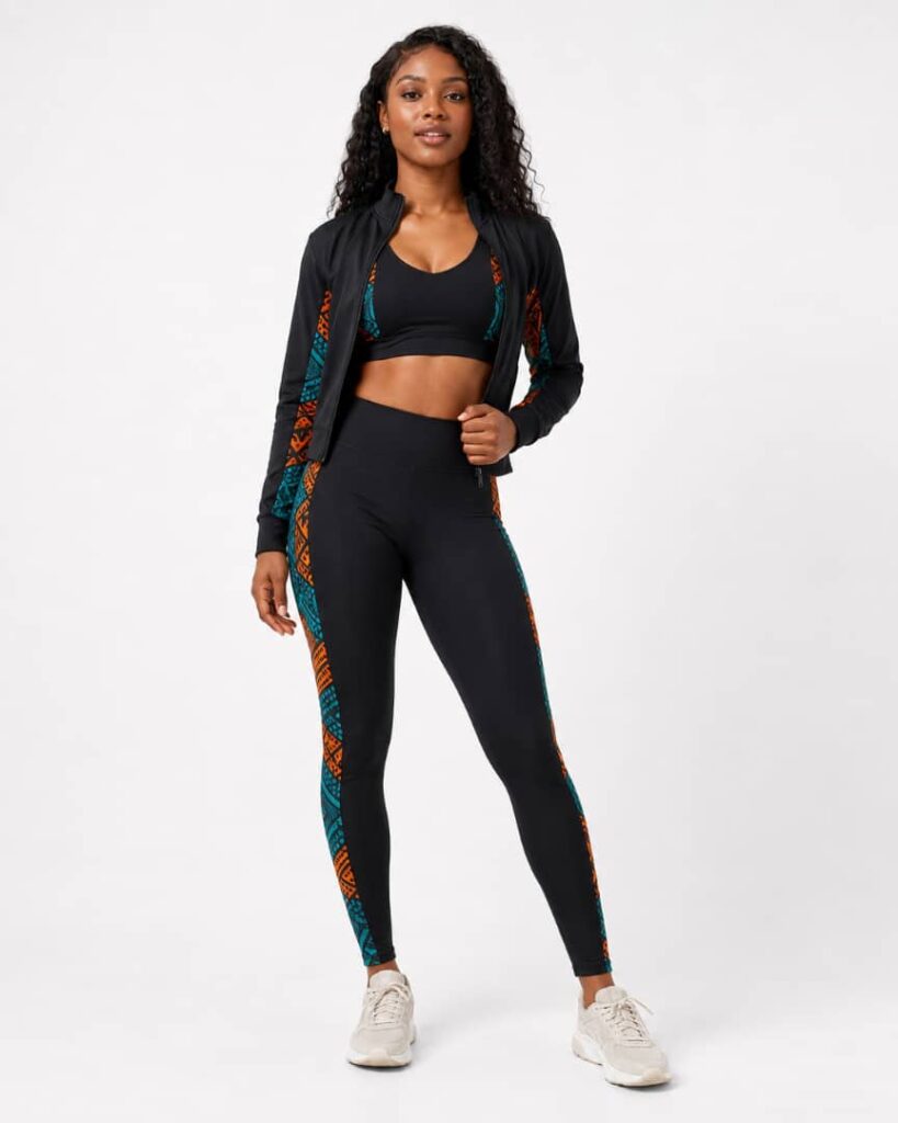 Black Ankara Panel Activewear Set alternate view