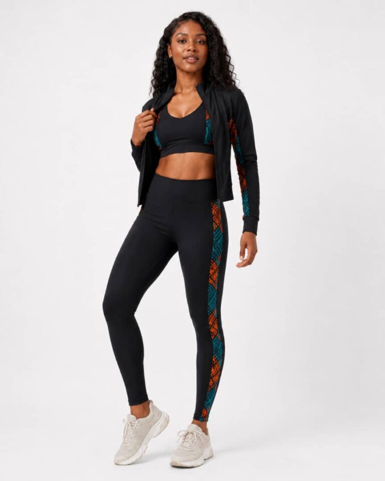 Black Ankara Panel Activewear Set fit assistant image