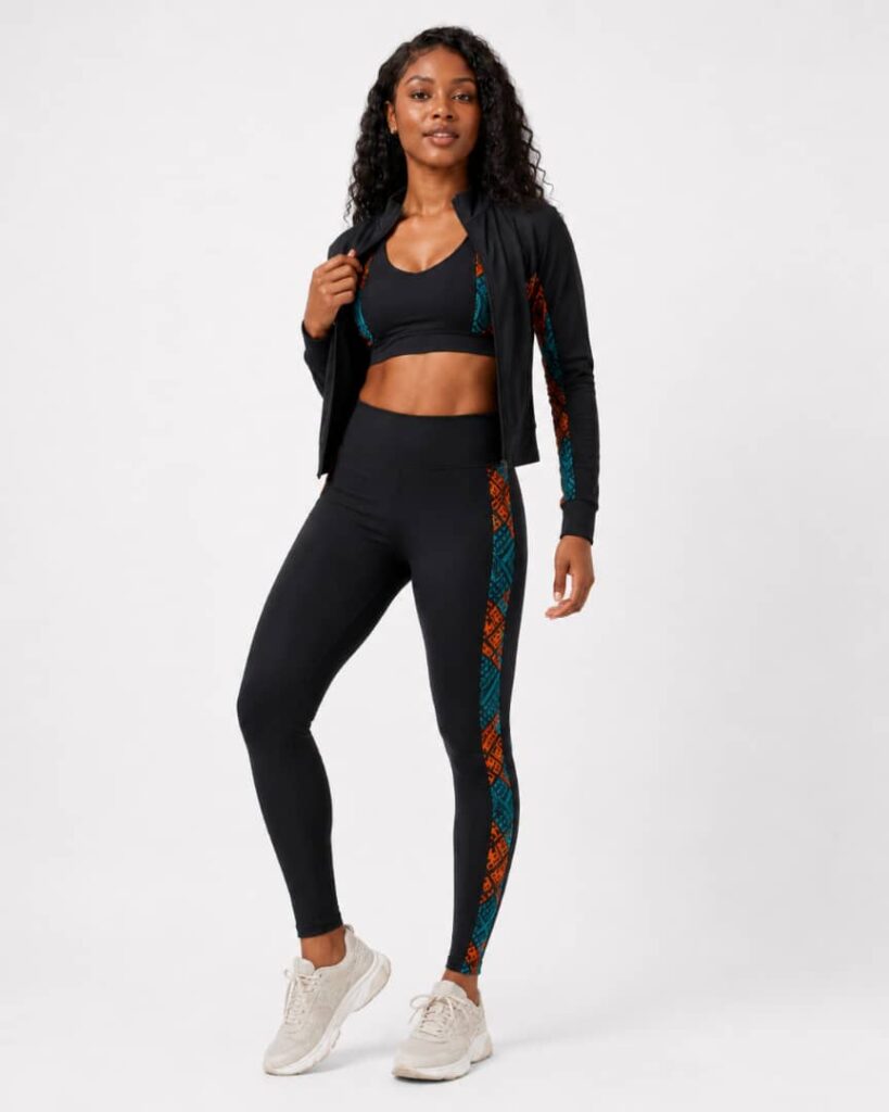 Black Ankara Panel Activewear Set