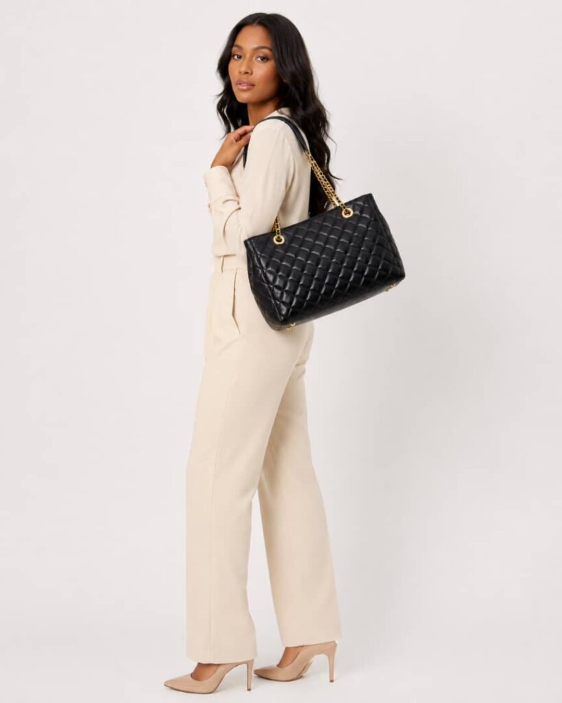 Black Quilted Chain Shoulder Bag alternate view