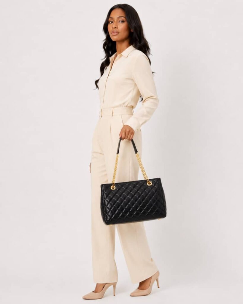 Black Quilted Chain Shoulder Bag