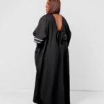 Black Striped Pocket Bow Back Kaftan Maxi Dress thumbnail 2