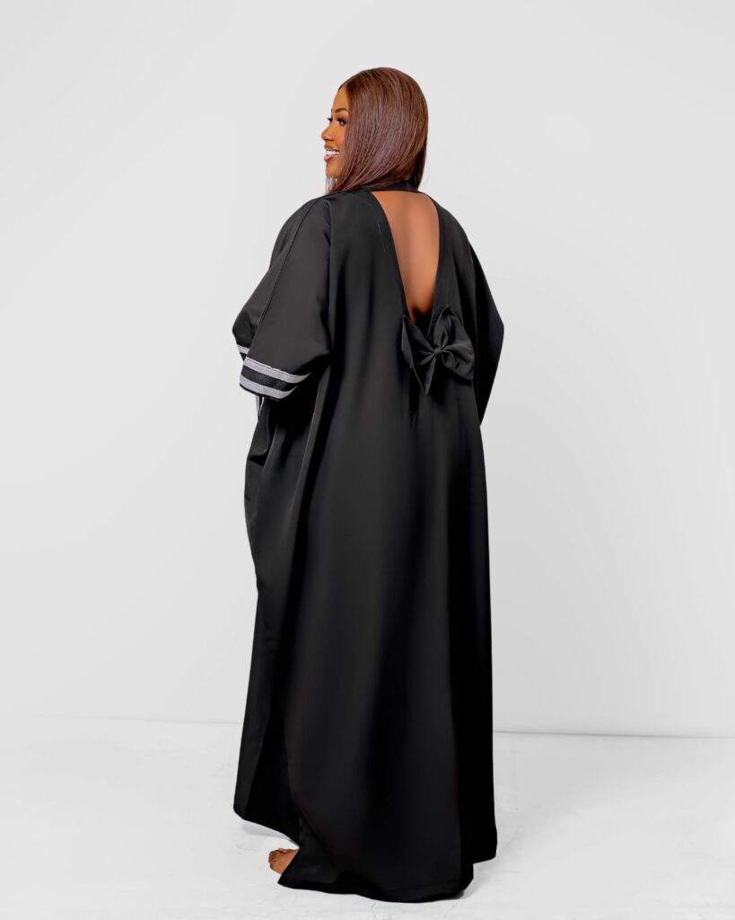 Black Striped Pocket Bow Back Kaftan Maxi Dress alternate view