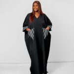 Black Striped Pocket Bow Back Kaftan Maxi Dress thumbnail 1