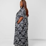 Black White Print Panel Kaftan Maxi Dress thumbnail 2