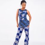 Blue Ankara Sleeveless Peplum Trouser Set thumbnail 1
