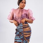 Blush Sheer Puff Sleeve Ankara Skirt Set thumbnail 2