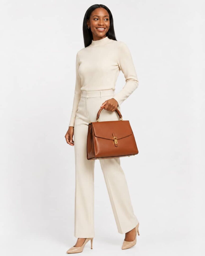 Brown Structured Top Handle Bag alternate view