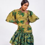 Mustard Ankara Cut-Out Puff Sleeve Mini Dress thumbnail 2