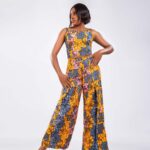 Mustard Floral Ankara Crop Top Wide Leg Trouser Set thumbnail 2