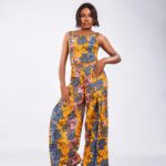 Mustard Floral Ankara Crop Top Wide Leg Trouser Set thumbnail 1