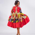 Red Bow Ankara Midi Shirt Dress thumbnail 3