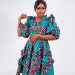 Teal Ankara Ruffle Puff Sleeve Mini Dress thumbnail 3