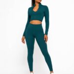 Teal Zip Front Activewear Set thumbnail 1
