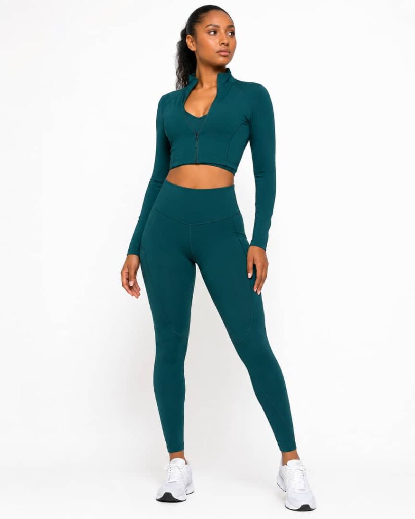 Teal Zip Front Activewear Set