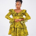 Yellow Ankara Ruffle Collar Tiered Mini Dress thumbnail 2