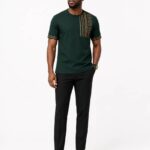 Ankara Embroidered Green T-Shirt thumbnail 2