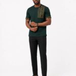 Ankara Embroidered Green T-Shirt thumbnail 1