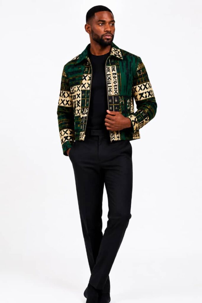 Ankara Mudcloth Collared Jacket