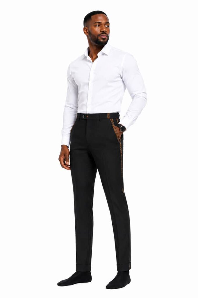 Ankara Stripe Black Slim-Fit Trousers alternate view