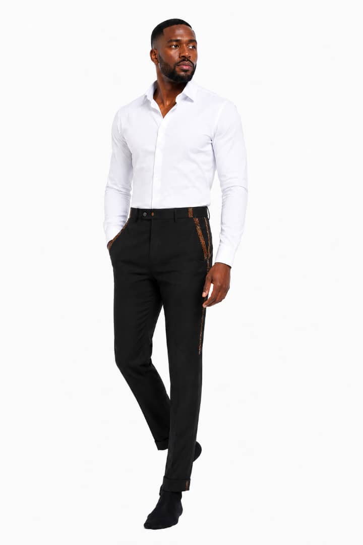 Ankara Stripe Black Slim-Fit Trousers fit assistant image