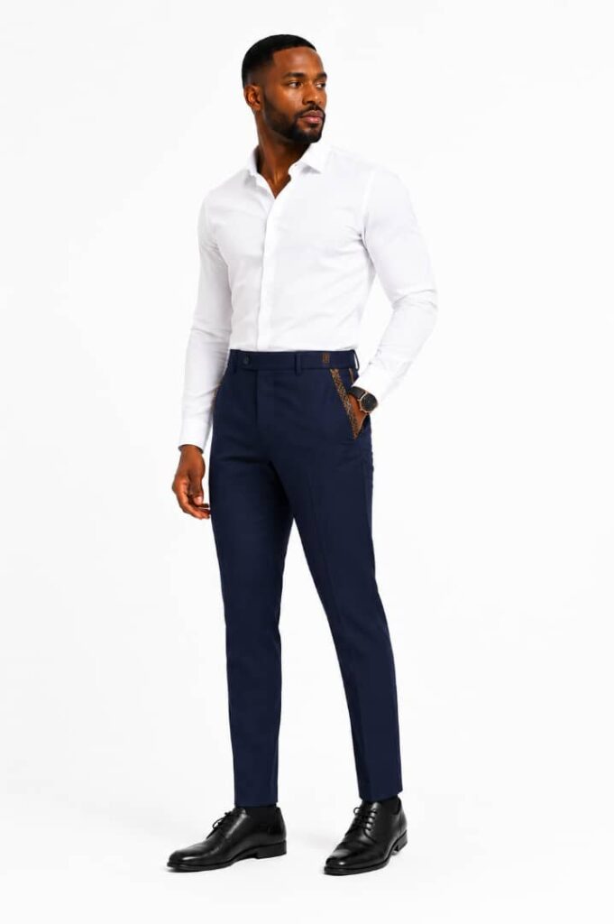 Ankara Trim Navy Slim-Fit Trousers alternate view