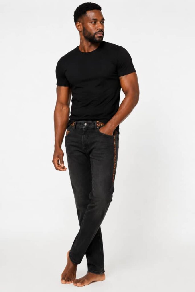 Ankara Trim Slim-Leg Black Jeans
