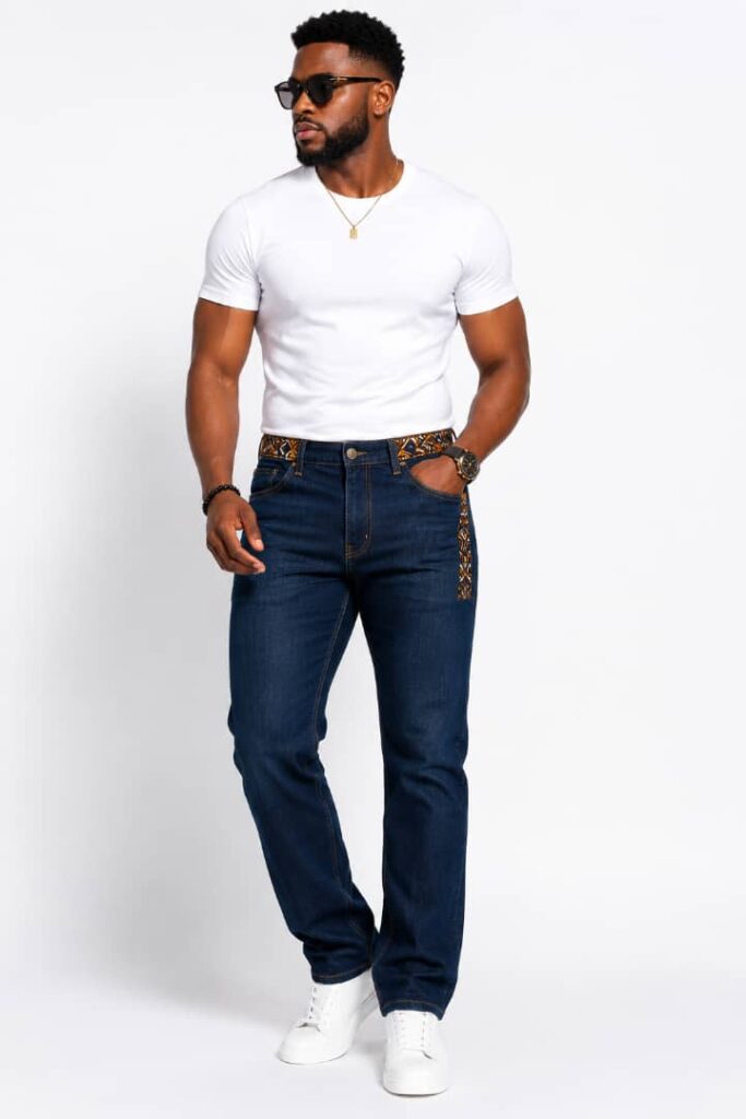 Ankara Trim Straight-Leg Jeans alternate view