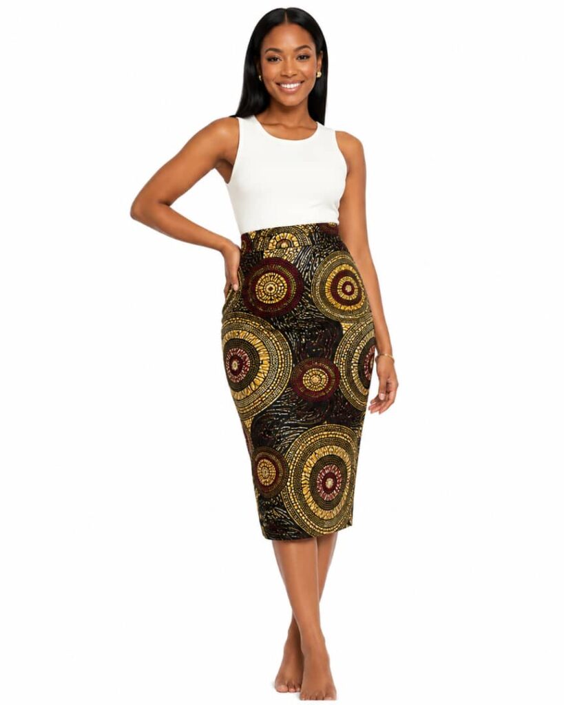 Ankara Medallion Print Pencil Skirt alternate view