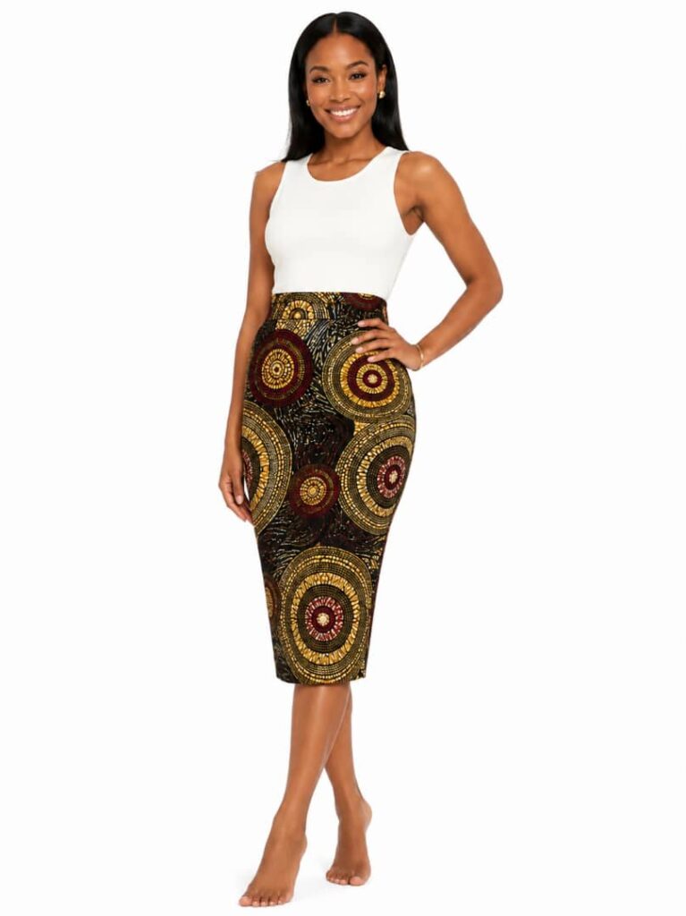 Ankara Medallion Print Pencil Skirt