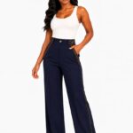 Ankara Trim Navy Wide-Leg Trousers thumbnail 1