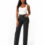 Ankara Trim Straight-Leg Black Jeans thumbnail 2