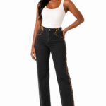Ankara Trim Straight-Leg Black Jeans thumbnail 1