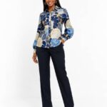 Blue Gold Floral Print Shirt thumbnail 2