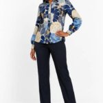 Blue Gold Floral Print Shirt thumbnail 1