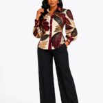 Burgundy Gold Leaf Print Shirt thumbnail 2