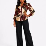 Burgundy Gold Leaf Print Shirt thumbnail 1